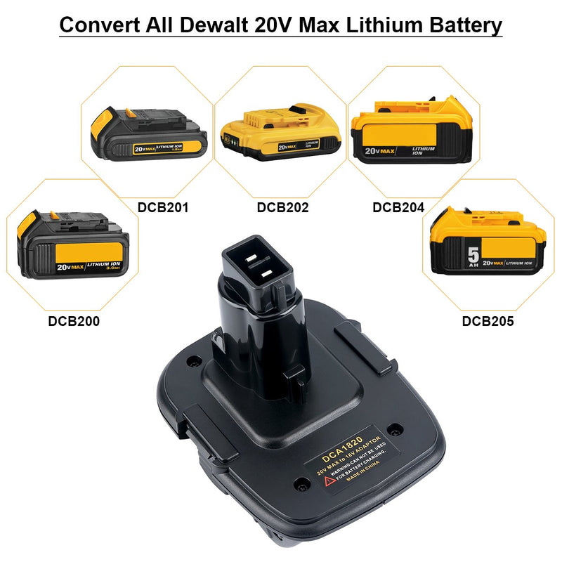 Biswaye 20V Battery Adapter DCA1820 for Dewalt 18V Tools, Convert Dewalt 20V Lithium Battery DCB205 DCB207 for Dewalt 18V NiCad & NiMh Battery Tools DC9096 DW9096 DC9098 DC9099 DW9099 - NewNest Australia