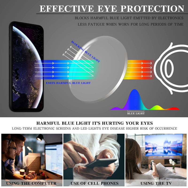 5 Pack Computer Reading Glasses Men and Women Anti Eyestrain Blue Light Blocking Glasses for Reading 5 Mix-3 0.0 x - NewNest Australia