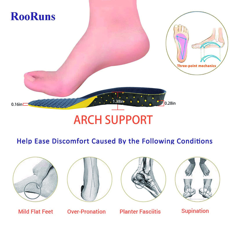 Plantar Fasciitis Insoles for Men and Women, 265mm Adaptable Hard Arch Support Shoe Inserts, 1 Pair of Orthotic Shoe Insoles for Flat Foot Pain Relief, EVA Athletic Gel Insoles for Work Boots UK 7-10 M - NewNest Australia