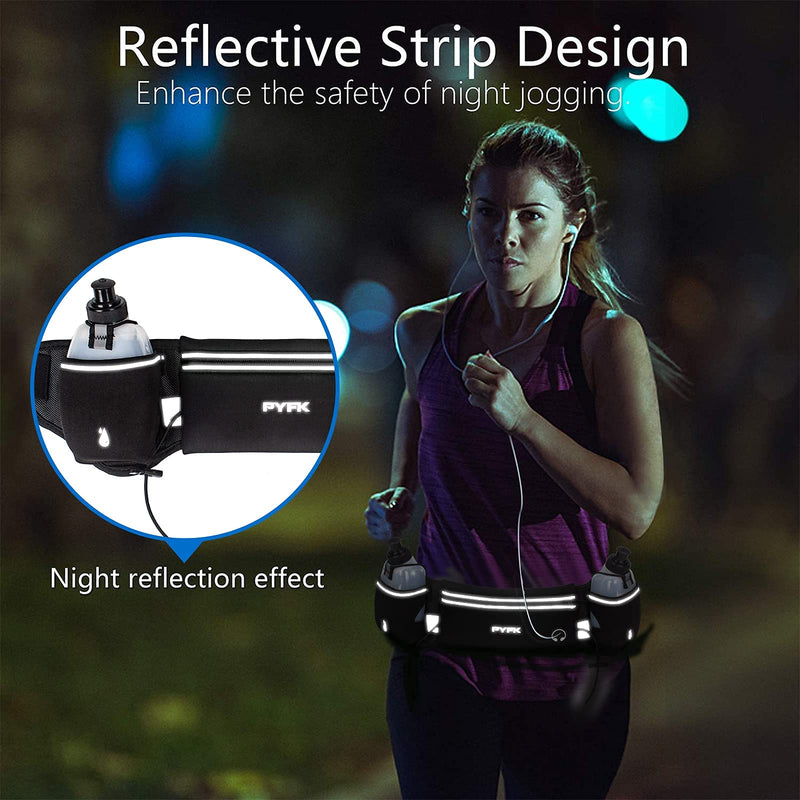 PYFK Upgraded Running Belt with Water Bottles, Hydration Belt for Men and Women, Water Bottle Holder Running Pouch Belt, Fanny Pack Fits 6.5 inches Phones, Waist pack for Running Hiking Climbing black(black) - NewNest Australia