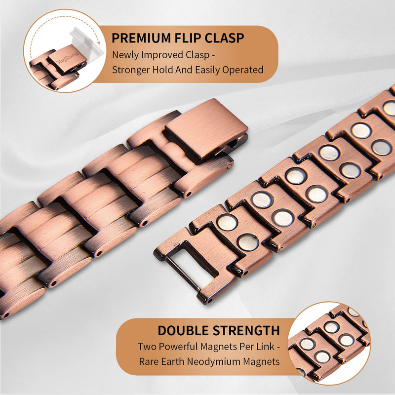 MagEnergy Mens Copper Bracelets 9" Link Adjustable Pure Copper with Double Row 3500 Gauss Magnets,Jewerly Gift with Links Removal Tool Copper 1 - NewNest Australia