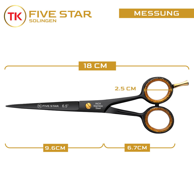 Five Star Solingen Midnight Premium 6.5'' extra sharp hairdressing scissors hair cutting scissors for women men hairdressers and children for fine and strong hair micro-serrated rustproof - NewNest Australia