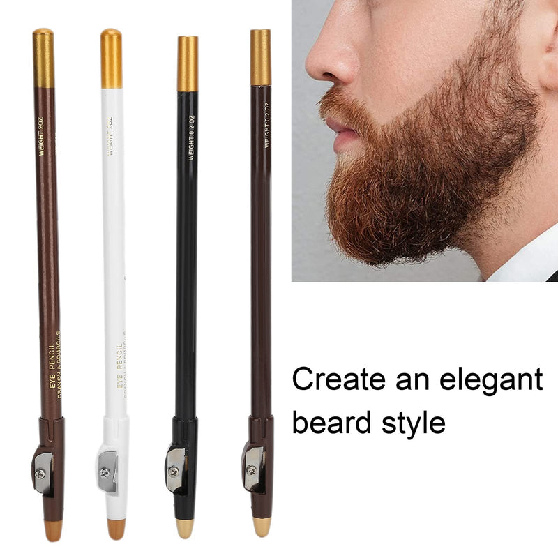 Set of 4 barber pencils (black and white and dark brown and light brown), contour pencils for beard and hair with sharpener for the formatting tools - NewNest Australia