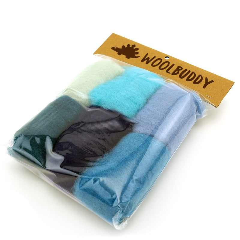 Woolbuddy Needle Felting Wool Roving Bag, Beautiful Roving Wool, Handmade Sheepwool, Zero Waste Kit, for Needle Felting Beginner and Adult, Wet Felting, Felting Supplies and Felting Soap (Blue) Blue - NewNest Australia