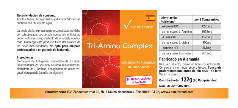 Tri Amino Complex With L-Arginine L Ornithine & L-Lysine, Vegan, No Magnesium Stearate Amino Acid Tablets ‚ Support Muscle And Little Body Fat, Amino Acids Complex - NewNest Australia