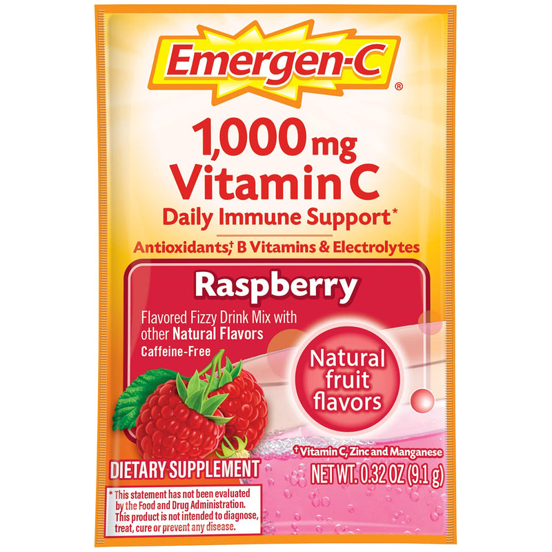 Emergen-C 1000mg Vitamin C Powder, with Antioxidants, B Vitamins and Electrolytes, Immunity Supplements for Immune Support, Caffeine Free Fizzy Drink Mix, Raspberry Flavor - 30 Count/1 Month Supply 0.32 Ounce (Pack of 30) - NewNest Australia