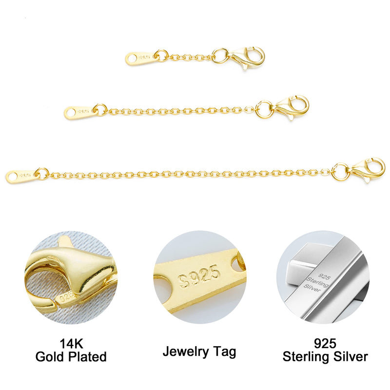 Necklace Extenders Gold Chain Extenders for Necklaces Extensions Sterling Silver Bracelet Extender Gold Necklace Extenders for Women 3 Piece Set, 1 2 3 Inch 1/2/3 inch Lobster-Gold - NewNest Australia