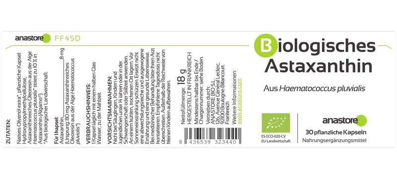 Organic Astaxanthin * 30 Vegetarian Capsules / 8 mg * Natural Antioxidant * Energy + Eye Health + Skin Care * - NewNest Australia