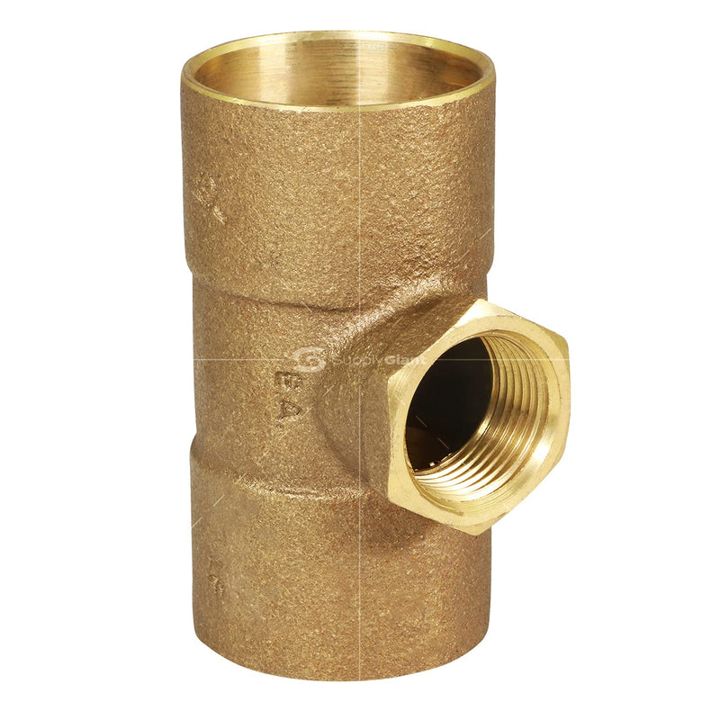 Everflow Supplies CCFT1213-NL C X C X F Lead Free Cast Brass Tee Fitting with Solder Cups and Female Threaded Branch, 1-1/2" x 1-1/2" x 3/4" - NewNest Australia