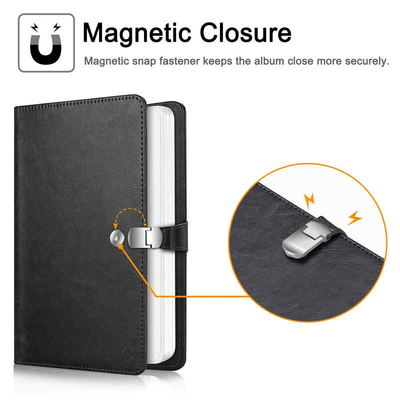 Fintie Wallet Photo Album for 3.5x4.5 Inch Film - 64 Pockets Snap Fastener Album for Fujifilm Instax Wide 300/ Instax Link Wide Printer, Polaroid Now+/ OneStep+/ OneStep 2 VF Camera, Vintage Black - NewNest Australia