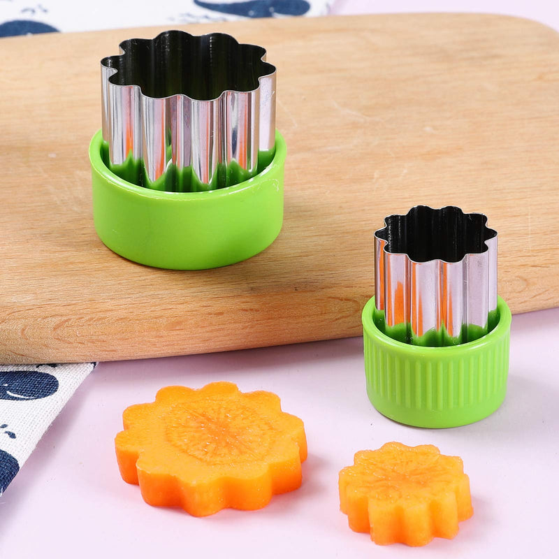 NewNest Australia - Vegetable Cutters Shapes Set, 12pcs Stainless Steel Mini Cookie Cutters, Vegetable Cutter and Fruit Stamps Mold + 20pcs Cute Cartoon Animals Food Picks and Forks -for Kids Baking and Food Supplement 