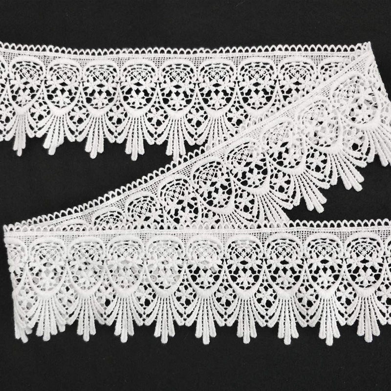 FQTANJU 5 Yards X 3 Inch Wide Lace Edge Trim Curtain Tablecloth Slipcover Bridal DIY Craft Supply in White 1-White - NewNest Australia