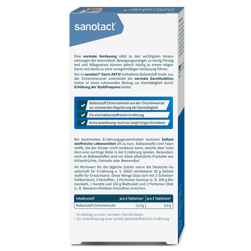 sanotact Darm Aktiv • 40 fiber chewable tablets • Natural fiber & inulin from chicory root • For intestinal cleansing and normal intestinal function 40 pieces (pack of 1) - NewNest Australia