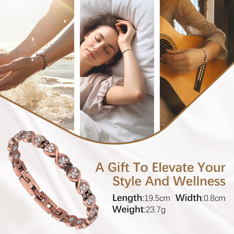 Jeracol Copper Magnetic Bracelet for Women, Infinite Love Design Women Magnetic Wristband with Ultra Strength 3800 Guass Magnets, Brazaletes Jewelry with Remove Tool & Gift Box (Copper1) Copper1 - NewNest Australia