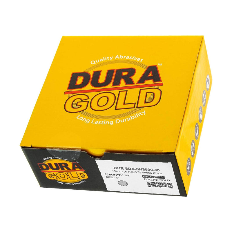 Dura-Gold Premium 3000 Grit 5" Green Film Sandpaper Discs, 8 Hole Pattern Dustless, 50 Discs - Hook & Loop Backing for Orbital DA Sander, Detailing Finishing Color Sanding Automotive Paint Woodworking 3000-Grit - Green Film - NewNest Australia