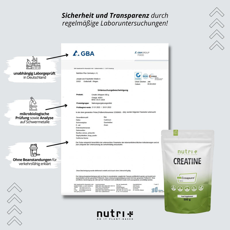 Creapure 500 G - Creatine Monohydrate Powder - 99.99% Pure - High Dose - Ultra Fine Creatine Neutral - Nutri + Creatine Powder Vegan - Premium Quality From Germany - NewNest Australia