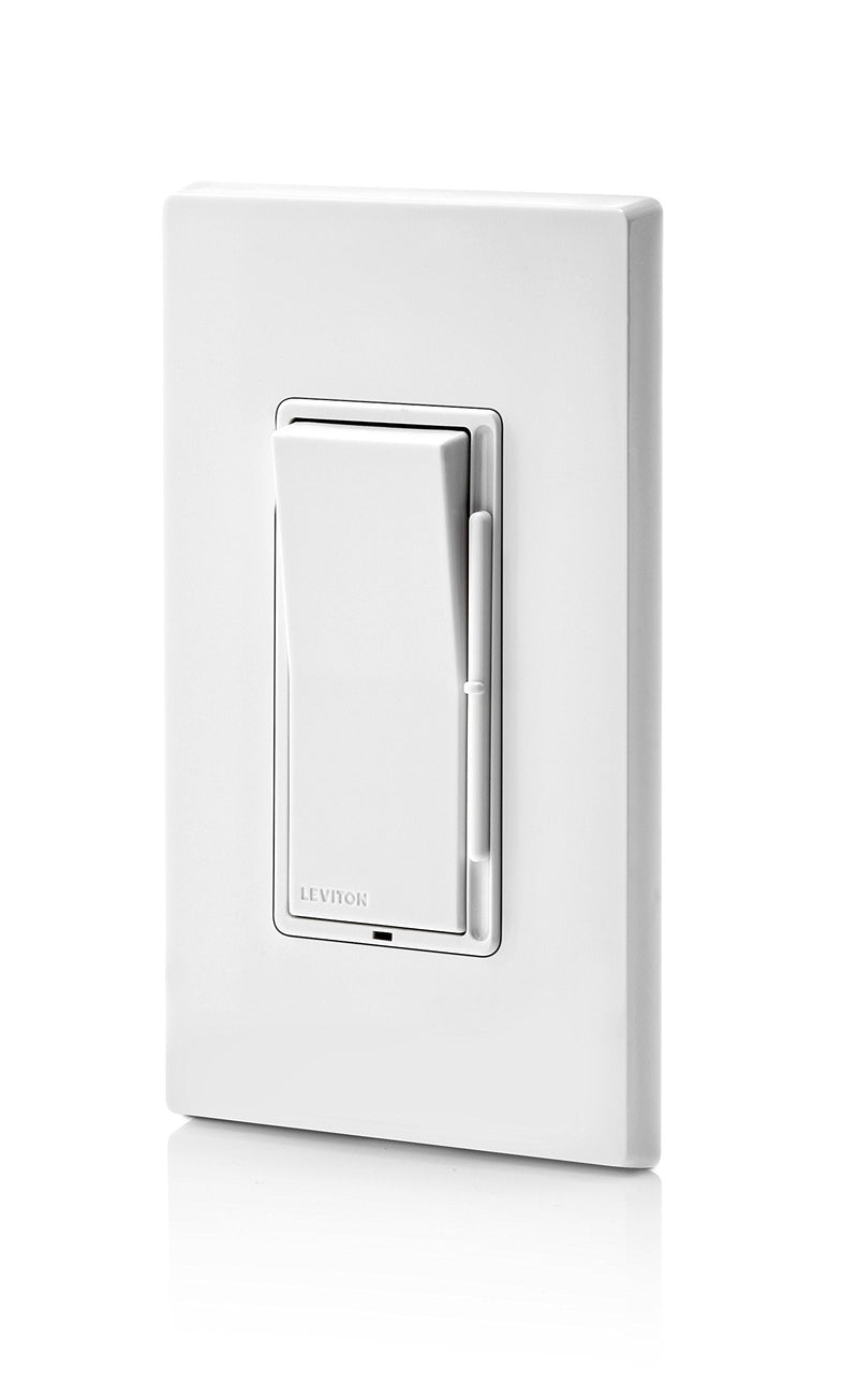 Leviton DSL06-1LZ Decora Universal Rocker Slide Dimmer 300-Watt LED and CFL/600-Watt Incandescent, 1-Pack, White/Ivory/Light Almond 1 Pack - NewNest Australia