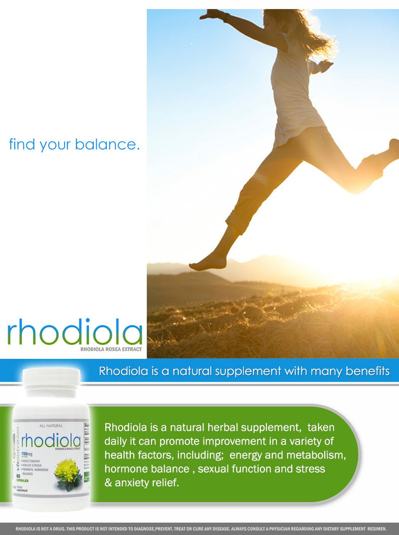 VH Nutrition | Rhodiola Rosea Supplement | 700 mg Rhodiola Extract Capsules | Adrenal Support and Cortisol Manager | 60 Day Supply - NewNest Australia
