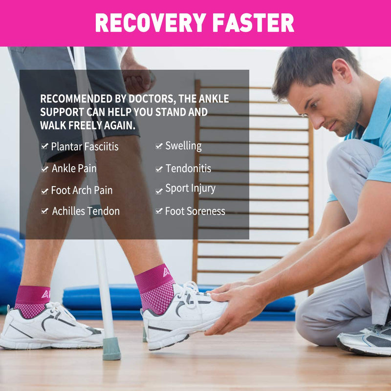 AVIDDA Plantar Fasciitis Socks with Heels Arch Supports, Compression Sleeves Ideal for Arthritis Pain Relief and Suitable for Sports, Ankle Supports for Men and Women Pink-1-M M Pink Pair - NewNest Australia