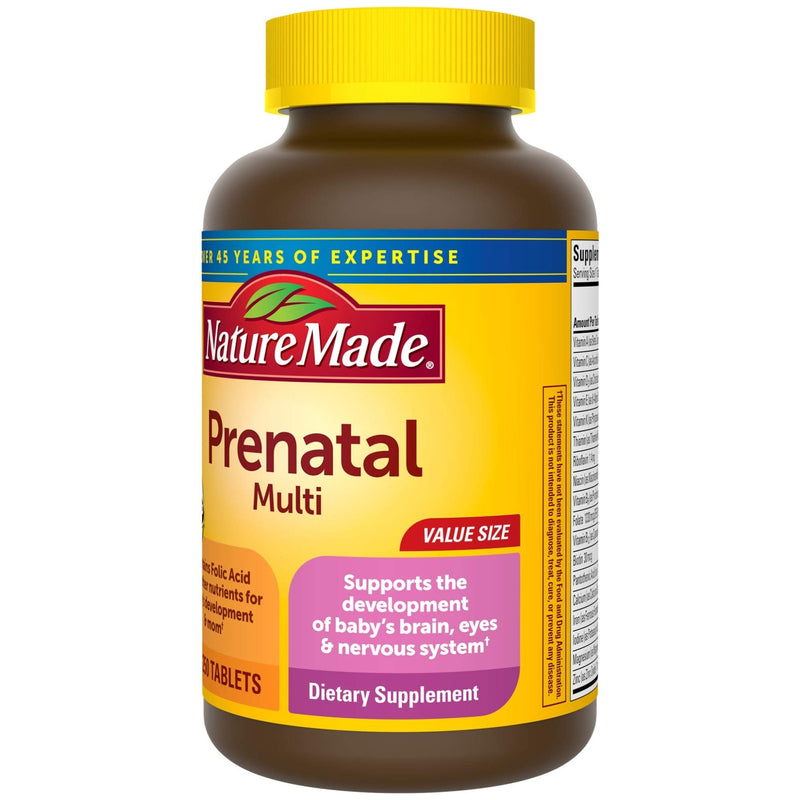 Nature Made Prenatal Multi, 250 Tablets, Folic Acid + 17 Prenatal Vitamins & Minerals to Support Baby Development and Mom, Vitamin D3, Calcium, Iron, Iodine, Vitamin C, and More - NewNest Australia