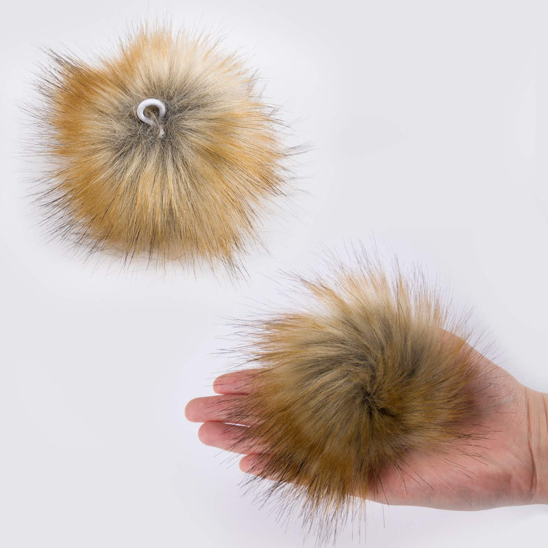 24Pcs Natural Faux Fur Fluffy Pompom Balls- DIY Faux Fox Fur Pom Poms with Elastic Loop Detachable Knitting Accessories for Knitting Hats Beanies Shoes Scarves Gloves Bags Keychains Charms - NewNest Australia