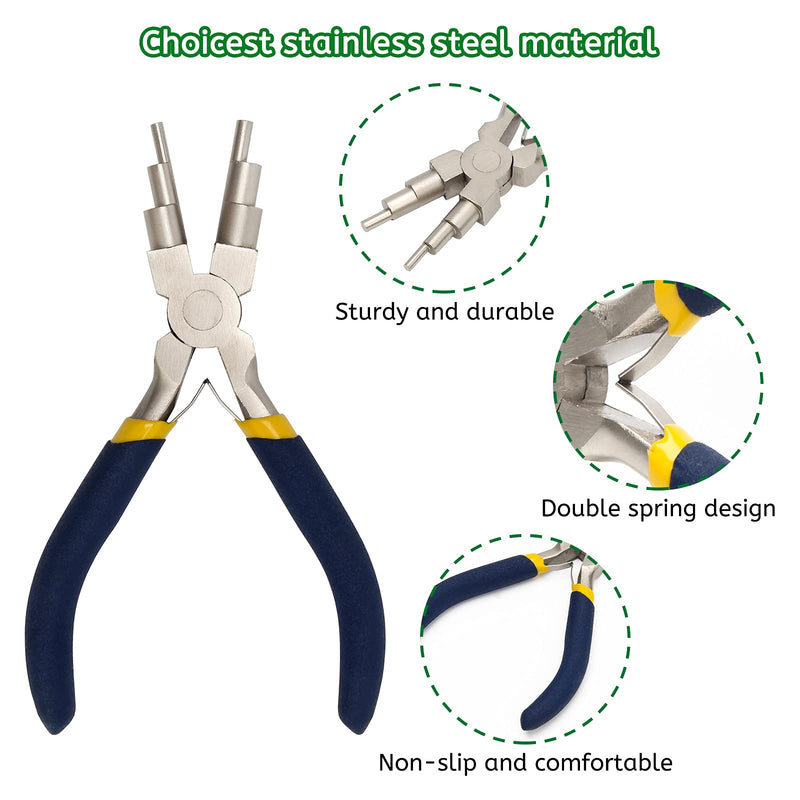 6 Step Jewelry Bail Making Pliers, AngleKai 3-10mm Wire Looping Forming Pliers Wire Wrapping Tools Looper Pliers for Jewelry Making with Non-Slip Handle Round Nose Pliers Wire Bending Pliers (1) 1 - NewNest Australia