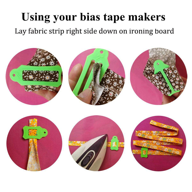 HONEYSEW 10pcs Multi-Sizes Folding Fabric and Biasing Strips Jelly Roll Sasher Tool Set with 40 pcs of Multi-Color Quilting Pins Green - NewNest Australia