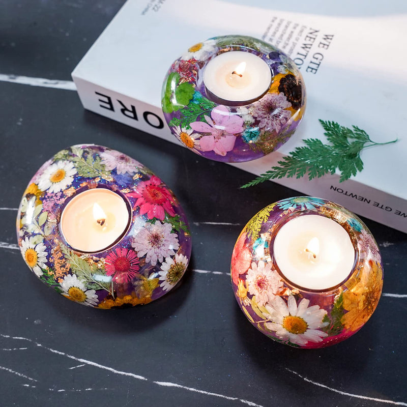LET'S RESIN Tealight Candle Holder Resin Molds,3Pcs Tea Light Candle Holder Silicone Molds for Resin Including Round, Flat Round, Pebble, Resin Epoxy Molds Silicone for DIY Home Décor - NewNest Australia