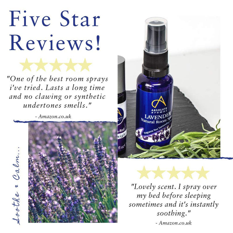 Absolute Aromas Natural Lavender Room Spray with Pure Lavender Essential Oil 100ml - A Light, Crisp and Calming Aroma - 100% Pure, Natural, Vegan, Undiluted and Cruelty-Free - NewNest Australia