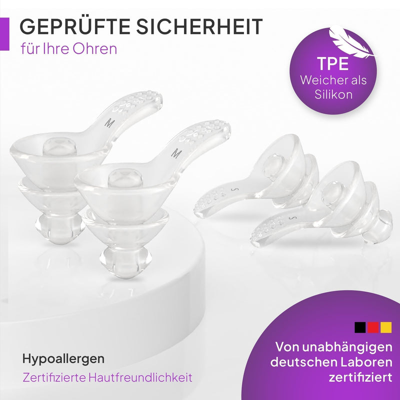Senner ® DreamPro - Ear plugs for peaceful sleep - Hearing protection ideal in noisy environments and for side sleepers - Anti snoring ear plugs - Hypoallergenic, with 2 sizes, aluminum container - NewNest Australia