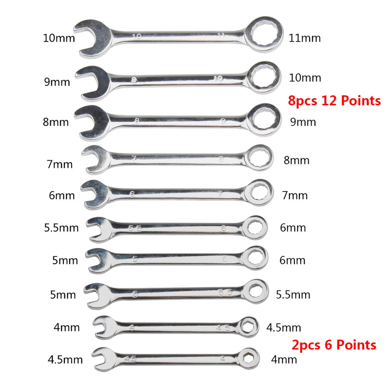 Andux Land 10 PCS Mini Combination Wrench Spanner Set 4-11mm Metric MNBS-01 MET - NewNest Australia