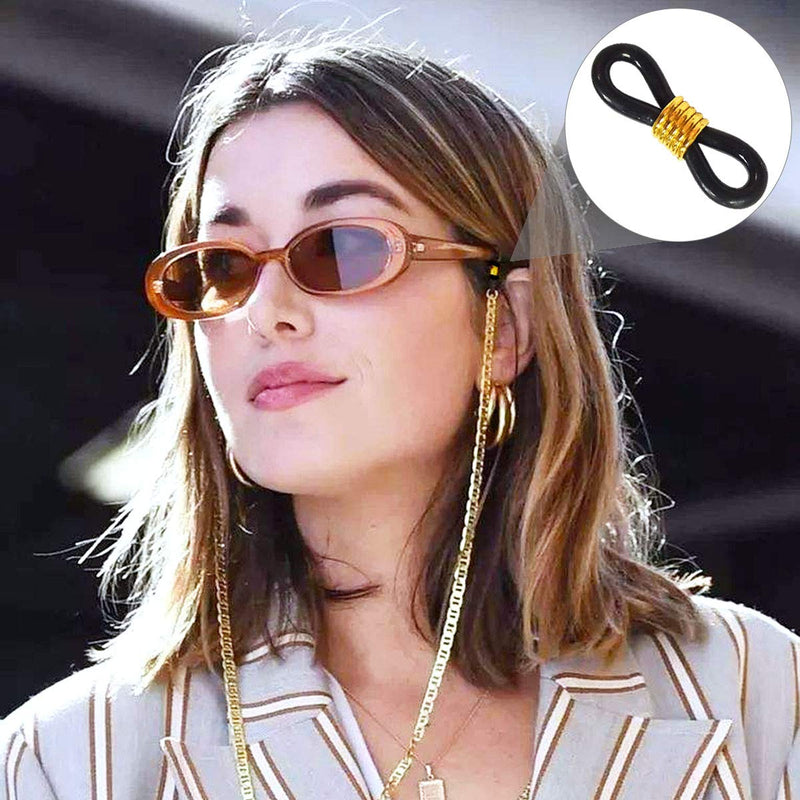 40 Pieces Eyeglass Chain Ends Adjustable Rubber Spectacle End Connectors for Eye Glasses Holder Necklace Chain (Black and Gold) Black and Gold - NewNest Australia