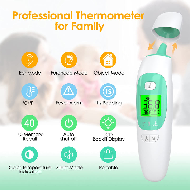 Infrared Digital Ear and Forehead Thermometer, KKmier Non Contact Medical Temperature Thermometer for Adults Children Baby and Object Surface High Temperature Alarm CE - NewNest Australia