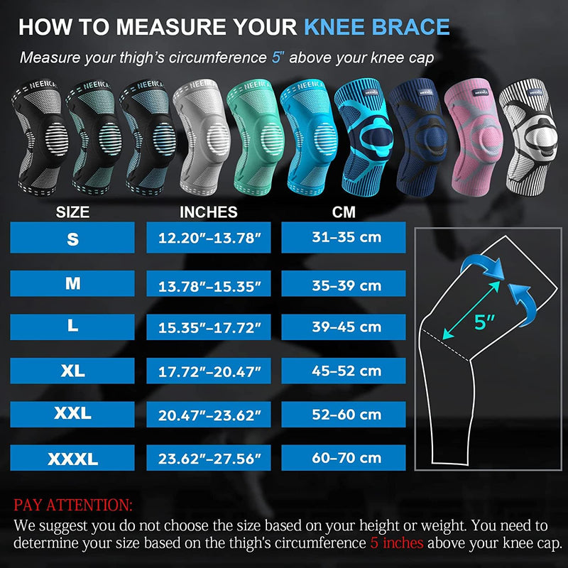 Neenca Knee Support, Compressed Knee Support With Patella Gel Pads & Spring Side Stabilizers, Medical Knee Pads For Running, Meniscus Tear, Arthritis, Joint Pain Relief, Acl, Recovery - NewNest Australia