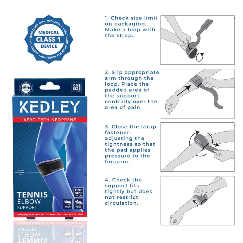KEDLEY Tennis Elbow/Golfer’s Elbow Support Strap | Medical Grade Compression Brace | Precise Clasp for Tennis or Golfer Elbow | Fully Adjustable, Lightweight, Pain Relief and Protects Forearm Single - NewNest Australia