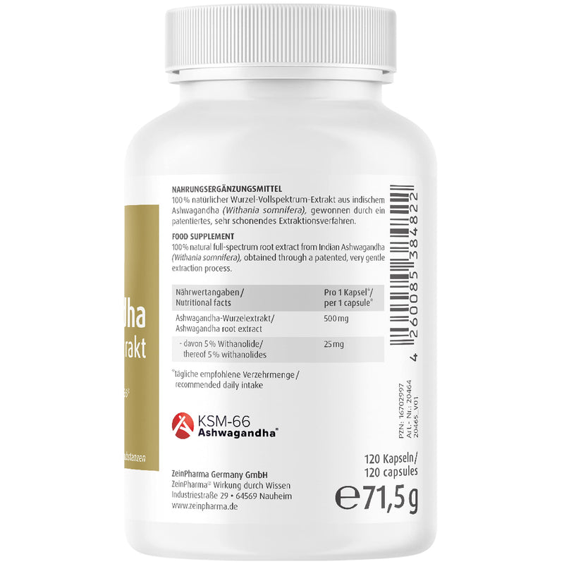 Zeinpharma Ashwagandha Extract 120 Capsules 500 Mg - Ashwagandha Root Extract High Dose With 5% Withanolide, Sleep Berry From India, Dietary Supplement Plant-Based, Laboratory Tested - NewNest Australia