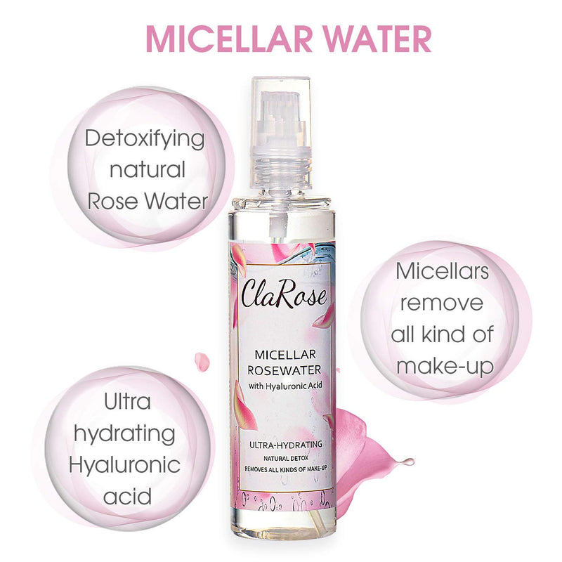 ClaRose 100% Vegan Micellar Water 150ml with Hyaluronic Acid and Deep Cleaning Face Gel 150ml - NewNest Australia