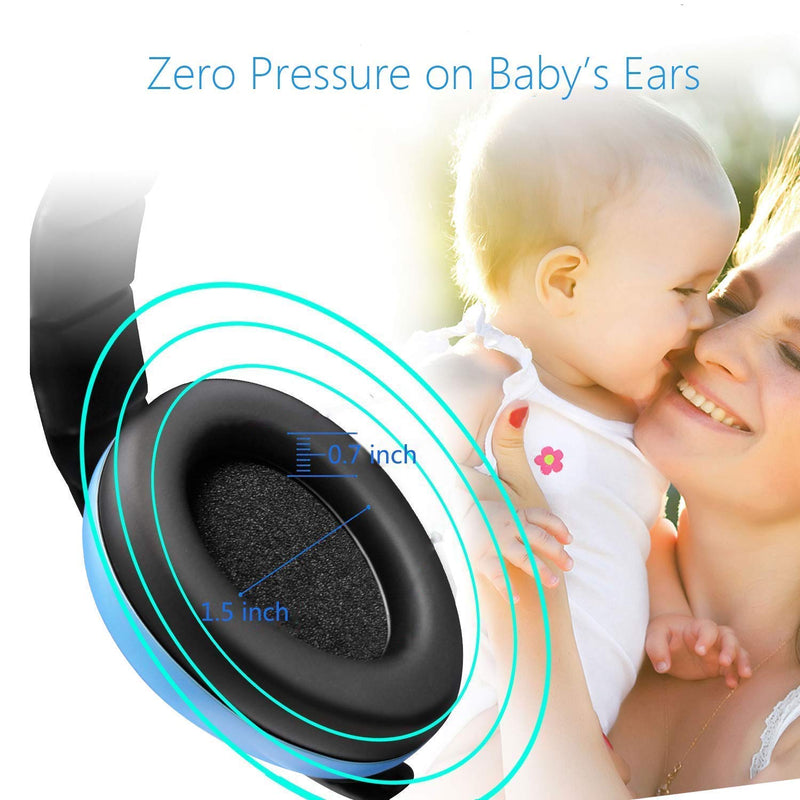 Baby Noise Cancelling Headphones, Ear Protection Earmuffs Noise Reduction for 0-3 Years Kids/Toddlers/Infant, for Babies Sleeping, Airplane, Concerts, Movie, Theater, Firework (Blue) Blue - NewNest Australia