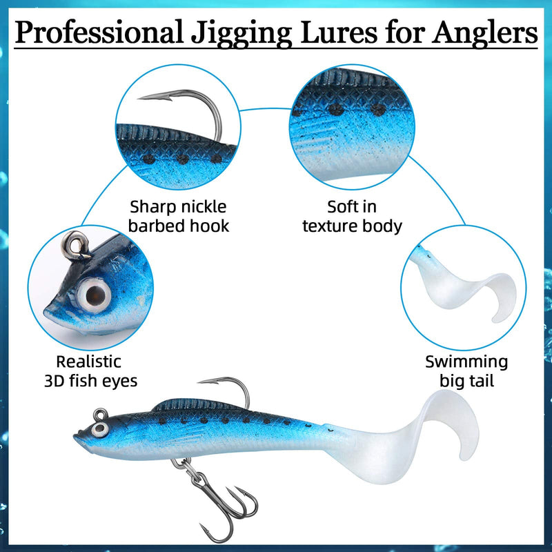 12 Pieces Fishing Lures Soft Plastic Lures for Bass Jig Head Soft Swimbait Lifelike Plastic Baits Tackle Kit for Saltwater and Freshwater, Multi Color - NewNest Australia