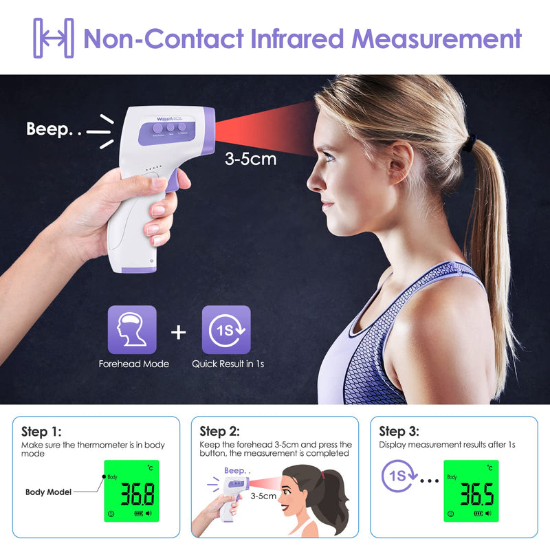 Wawech Digital Fever Thermometer, Contactless Forehead Thermometer For Baby, Children, Adults, Infrared Thermometer With Forehead Object Mode, Fever Thermometer With Lcd Screen, 40 Memory Revocation, - NewNest Australia