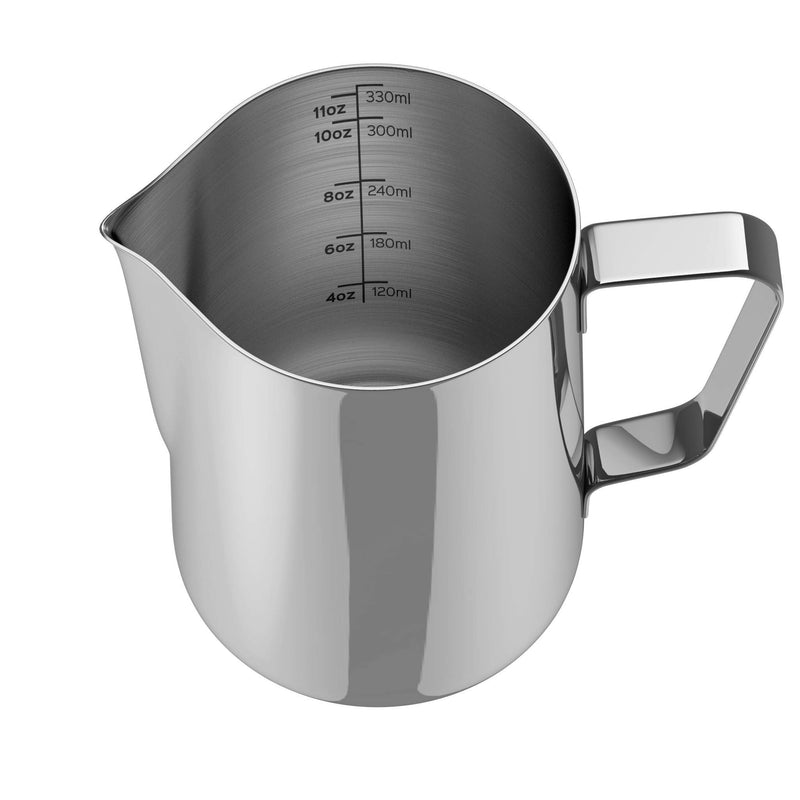 bonVIVO Muvo Stainless Steel Milk Jug with Silver Finish, Milk Frothing Jug 330 ml, Barista Milk Jug with Practical Scale, Milk Frother Jug for The Perfect Cappuccino Or Latte - NewNest Australia