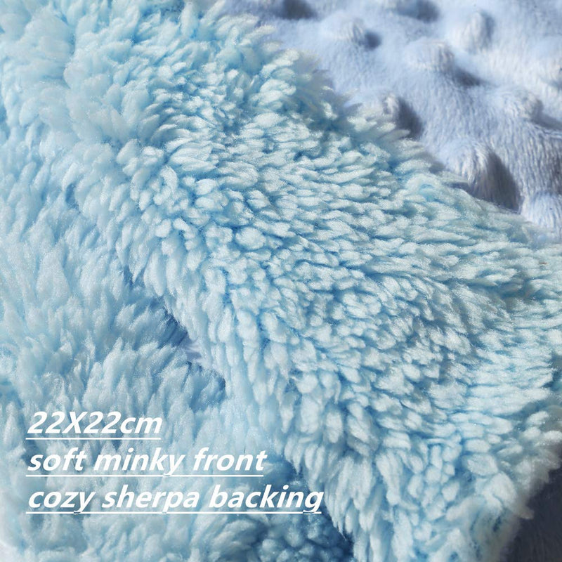 CREVENT Cozy Plush Baby Security Blanket Loveys for Baby Boys, Minky Dot Front + Sherpa Backing with Animal Face (Blue Bear) Blue Bear - NewNest Australia