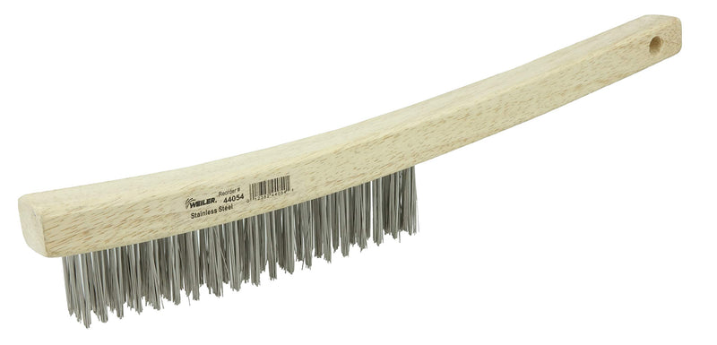 Weiler 44054 Hand Wire Scratch Brush, .012 Stainless Steel Fill, Curved Handle, 3 X 19 Rows 0.012 Inches 5-1/2" Face 14 Inches 1 Weiler 44054 - NewNest Australia