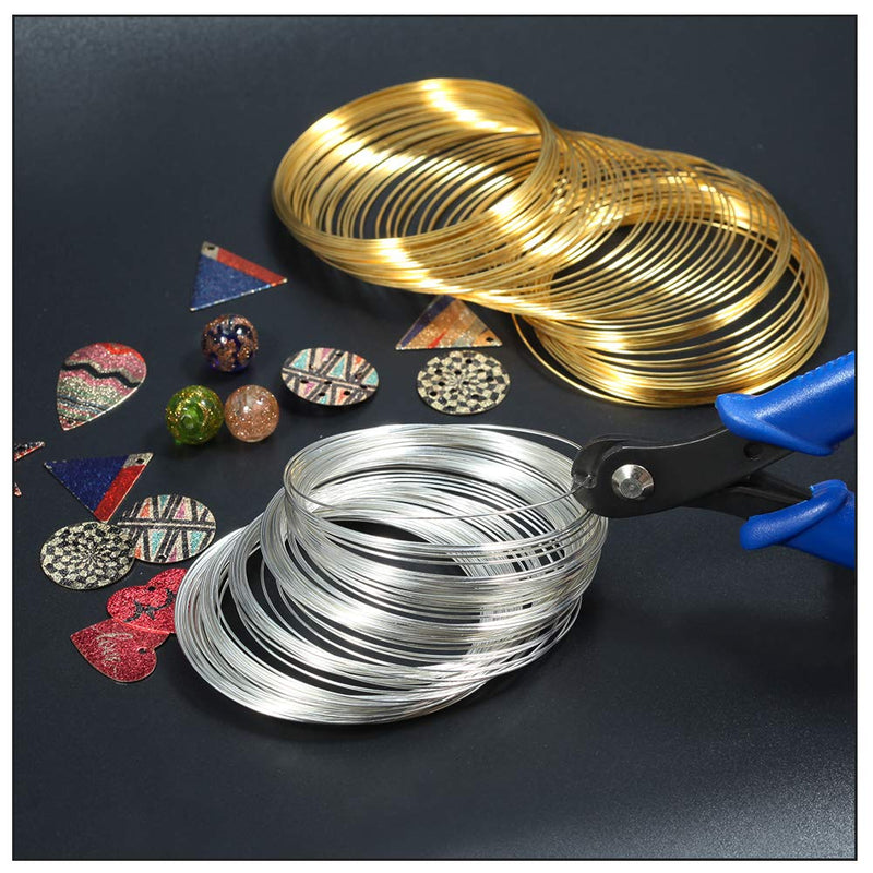 SPEEDWOX 200 Loops Memory Wire for Bracelet Making 5 Inches Memory Wire Cutting Pliers Set for Jewelry Making Gold Silver Loop Jewelry Wire Arts DIY Making Supplies Hobby Work Tool Set A - NewNest Australia