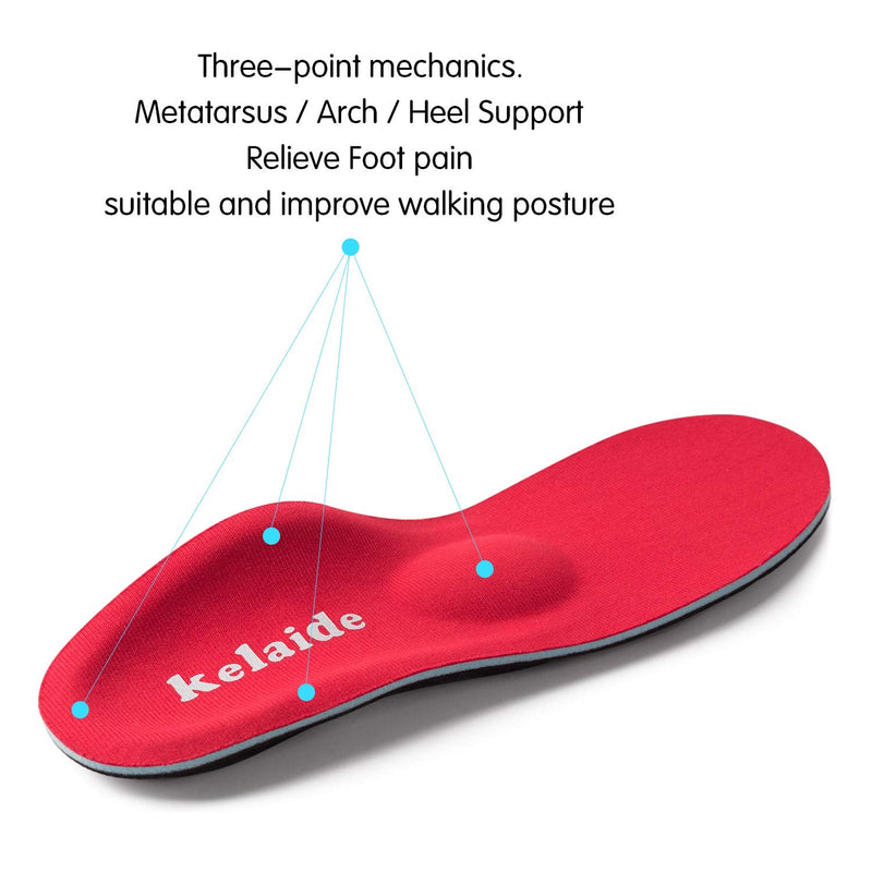 Orthotic Insoles, High Arch Support Soft Insert for Flat Feet, Plantar Fasciitis, Feet Pain, Foot Valgus, Over Pronation, Walking Fit Insoles for Men and Women UK-9-280mm Red - NewNest Australia