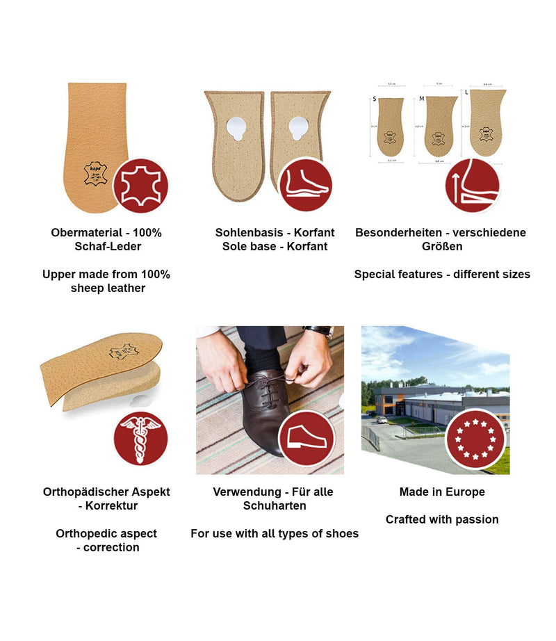 1 x Heel Raise, Heel Lift Elevator, Heel Pad, Orthotic Wedge, Many Widths and Heights, Leather Cover, Kaps Topmed Plus, Supplied to NHS, 1 Piece (Height 30 mm / 1.2 inch - Size M) height 30 mm / 1.2 inch - size M - NewNest Australia