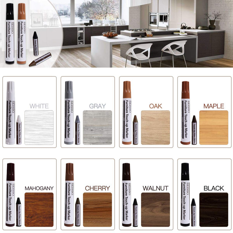 Furniture Markers Touch Up, Upgrade Wood Furniture Repair Kit, Premium Wood Scratch Repair Markers and Wax Sticks for Wood Stains Scratches Hardwood Wooden Floors Tables, Set of 17 - NewNest Australia