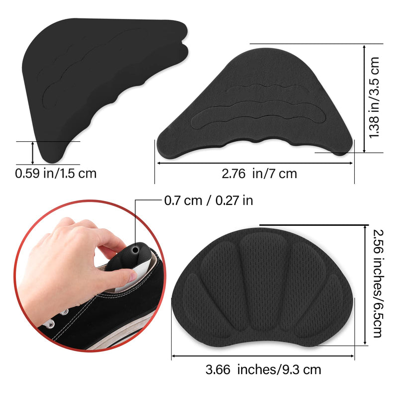 Sibba 4 Pairs Shoe Fillers for Big Shoes Includes 2 Pairs Adjustable Toe Filler Inserts and 2 Pairs Heel Grips Liner Insert Preventing Too Big Shoe Relieve Pain Foot Care Protector 4 Pairs Black - NewNest Australia