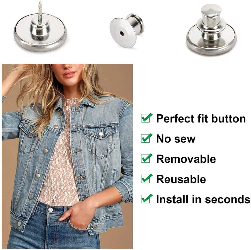 6PCS Perfect Fit Instant Button, Instant Buttons, Jean Replacement Buttons Removable Button No Sew Buttons to Extend or Reduce an Inch to Any Pants Waist in Seconds! 6PCS 6pcs-b - NewNest Australia