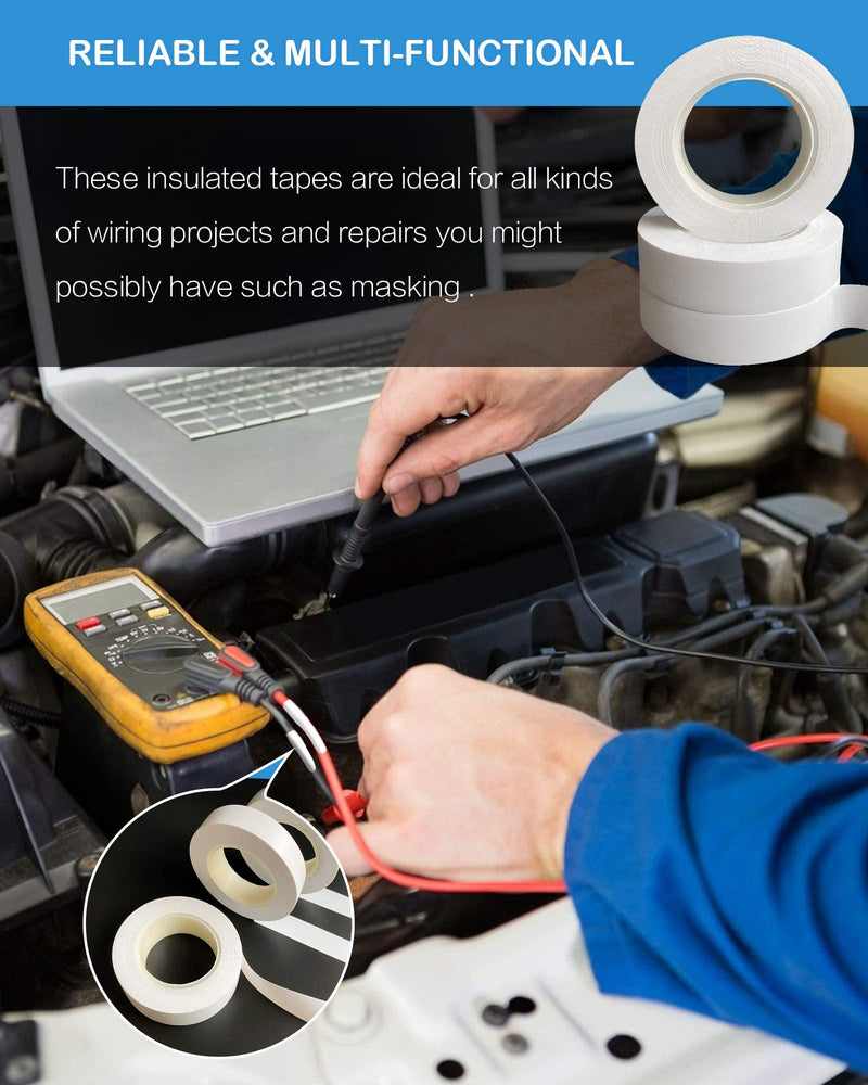 Wapodeai 3pcs Electrical Tape, Professional White Electrical Tape, Flame Retardant Indoor Outdoor High Temperature Resistance Electric Tape, 0.62 in X 50 ft. - NewNest Australia